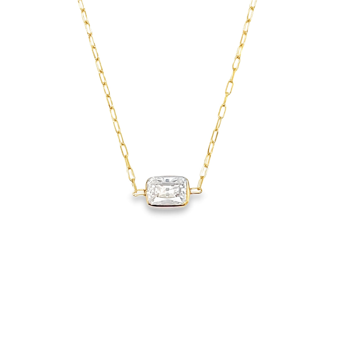 14k Gold Ladies Necklace with 1ct  Lab-Created Moissanite