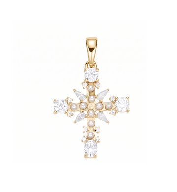 Pearl Cross Charm