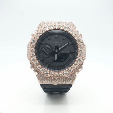 Original Luxury Lab-Grown Moissanite Watch: Midnight Rose Gold Edition