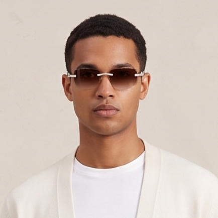 Brown Lens Iced-Out Wood Sunglasses
