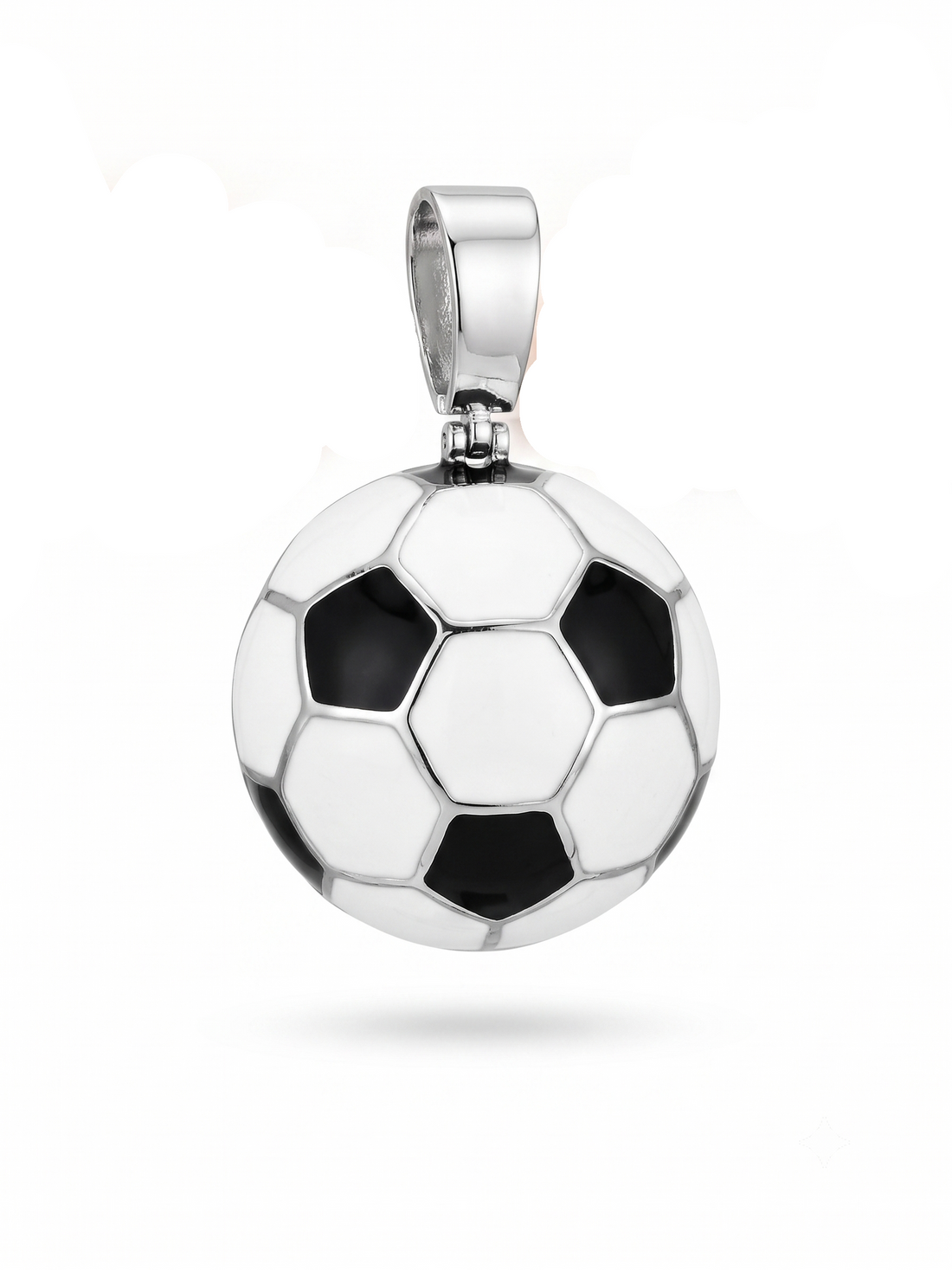 3D Premium Soccer Ball Pendant Necklace – Lab-Created Moissanite, CZ & Enamel
