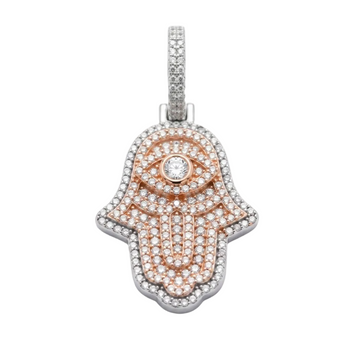1.7ct VVS Moissanite Hamsa Hand Pendant .925 Sterling Silver