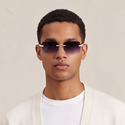 Blue Lens Iced-Out Wood Sunglasses