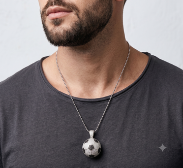3D Iced Out Soccer Ball Pendant Necklace - Lab Moissanite / CZ / Enamel Football Charm