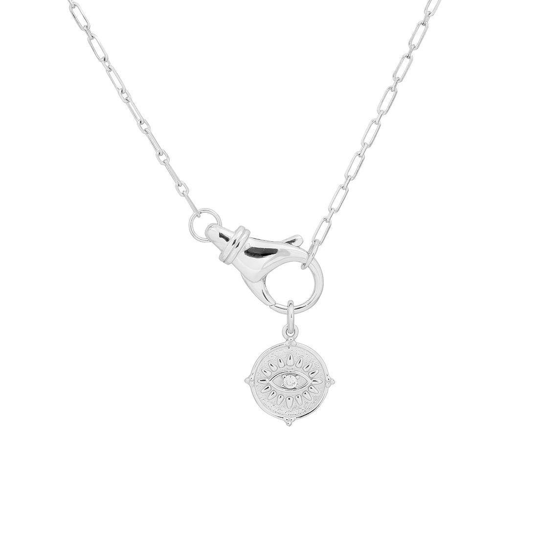 Evil Eye Charm Necklace in Sterling Silver