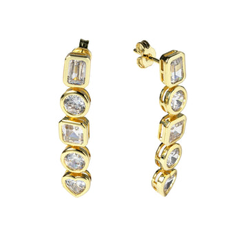 Sterling Silver CZ Multi-Shape Drop Earrings