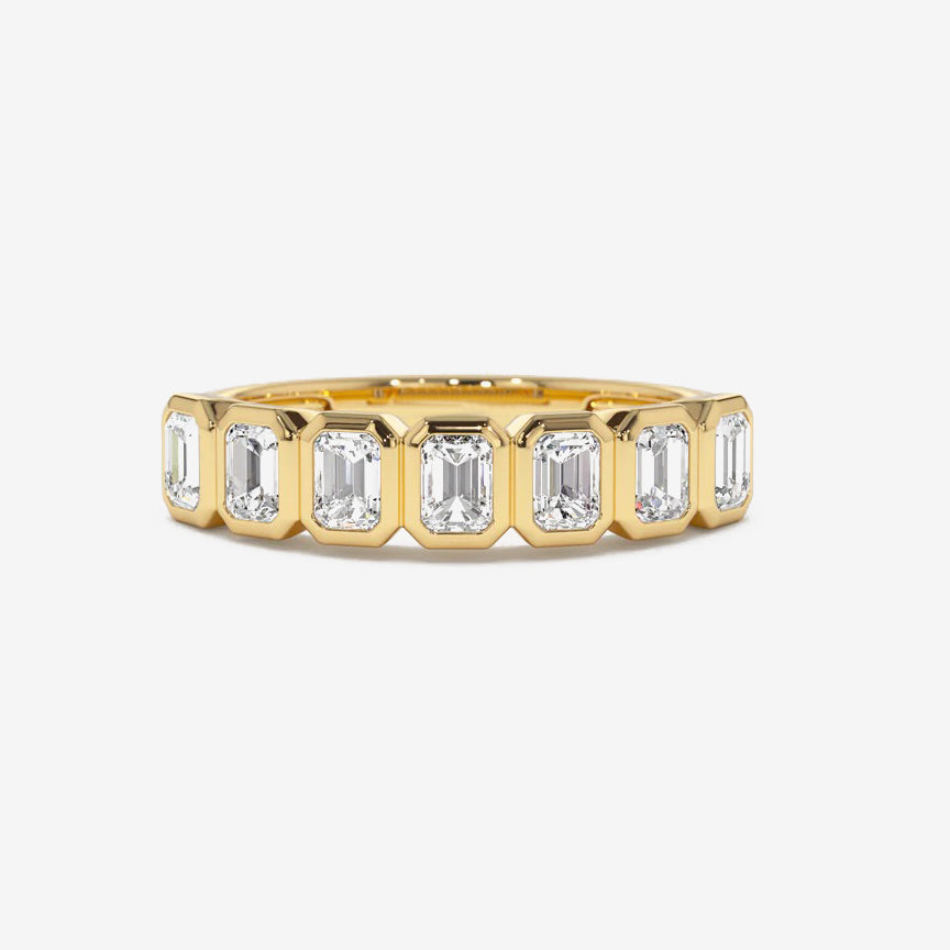Emerald Cut CZ Eternity Band in Sterling Silver