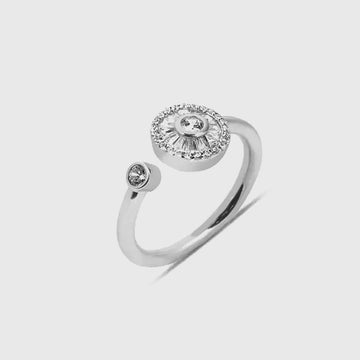 Dazzling CZ Halo Open Ring in Sterling Silver
