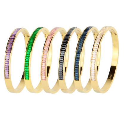 Emerald Colorful Fashion Jewelry Electroplated 18k Gold Plated Stainless Steel Bracelets Bangles