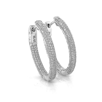 Shining Bright Zirconia Oval Shaped Hoops Sterling Earrings - C274739