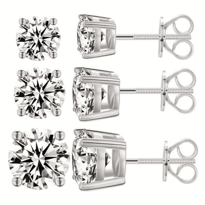 1/2/3/4/6/8CT Moissanite 5/6.5/7.5/8/9/10MM 925 Sterling Silver 4 Prongs Round Stud Earrings - M200029-round