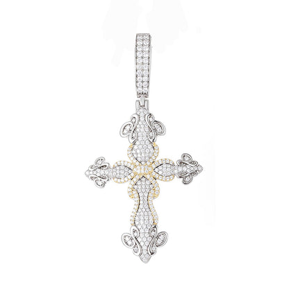 Two Tone 1.45CT Moissanite Sword of Thorns Cross Pendant Charm - M400149-cross