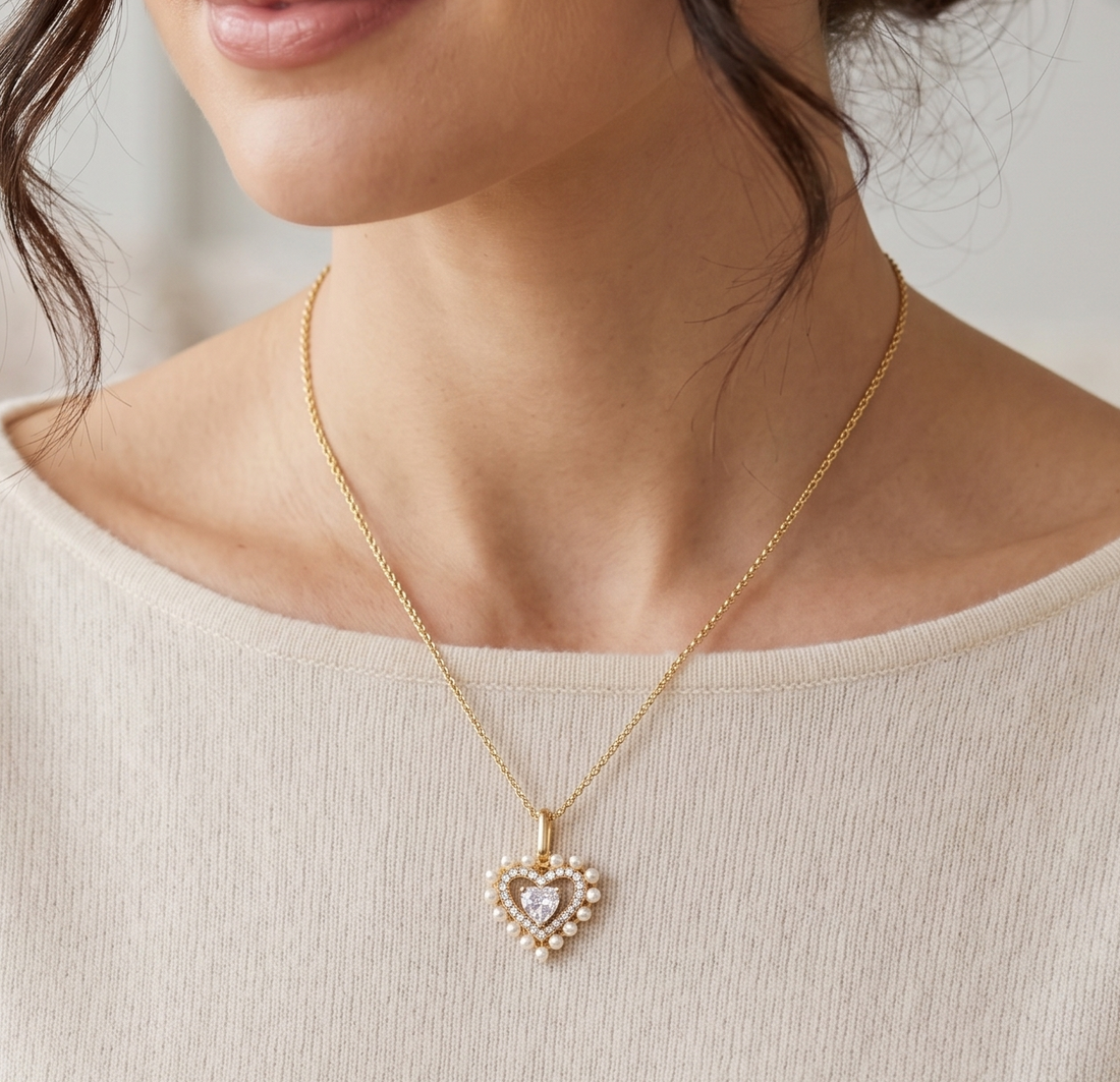 Heart Pearl Charm