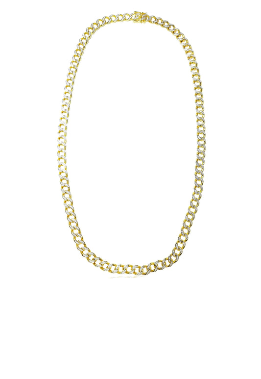 NG563 24" 14K Gold Plated / 925 Sterling Silver Rhodium Iced Chain