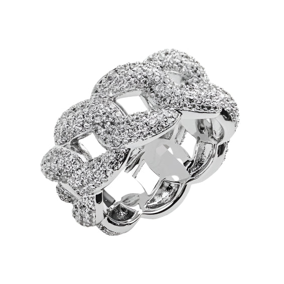 Iced Out Miami Cuban Chain Link Rapper Bling Iced Ring