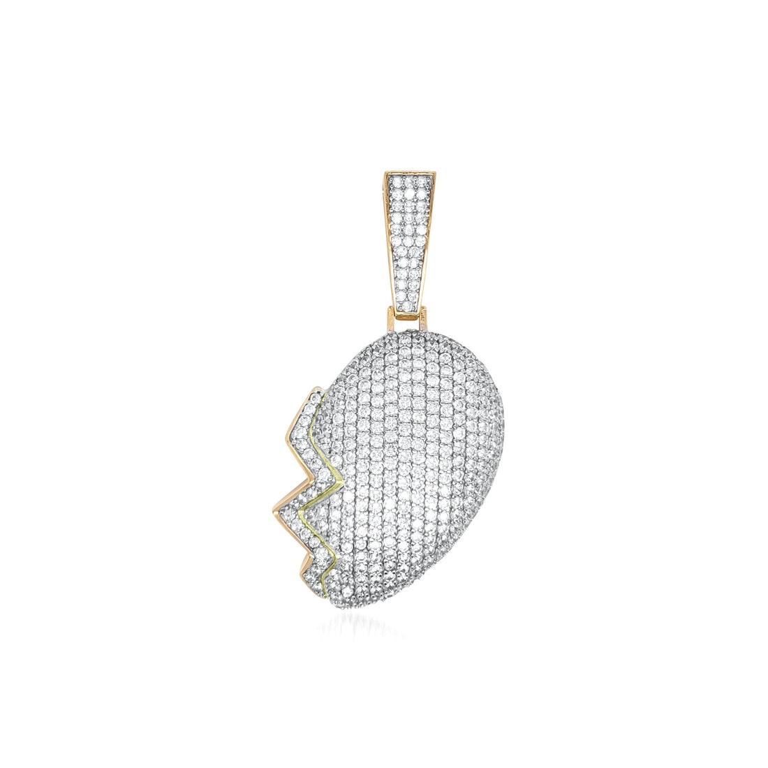 Iced Out Broken Heart Motivation Love 1.8" Silver CZ Pendant Charm - C455539