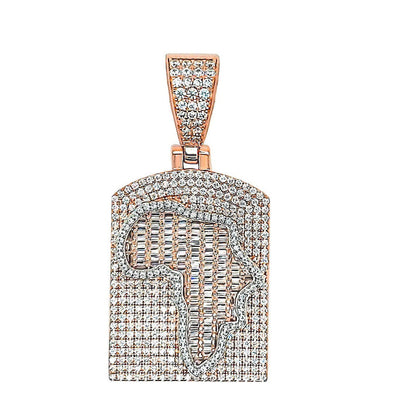 Iced Africa Hip Hop Bling Pave Round & Baguette Cubic Zirconia 2" Pendan - C414879