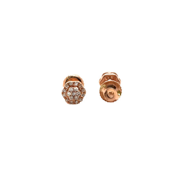 10K Gold Flower Shaped Screw back Earrings With Natural Diamonds 0.14ct  - SE11586-2