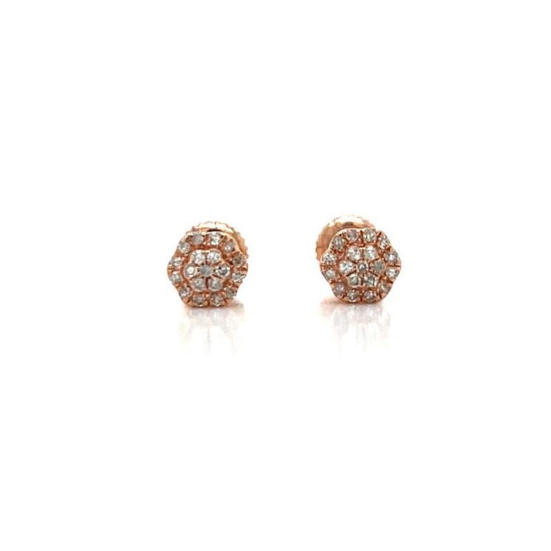 10K Gold Flower Shaped Screw back Earrings With Natural Diamonds 0.14ct  - SE11586-2