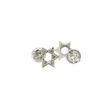 14K Gold Star Of David Shaped Screwback Earrings With Natural Diamonds 0.24ct  -  SE14100