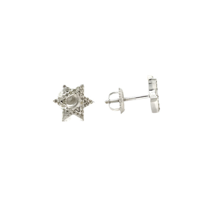 14K Gold Star Of David Shaped Screwback Earrings With Natural Diamonds 0.24ct  -  SE14100