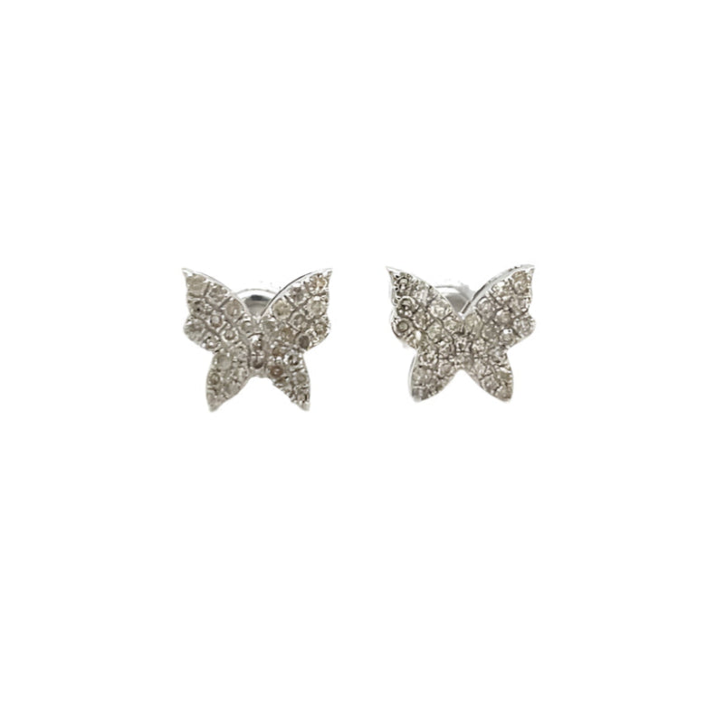 14K Gold Butterfly Shaped Screw back Earrings With Natural Diamonds 0.5ct  -  SE17014