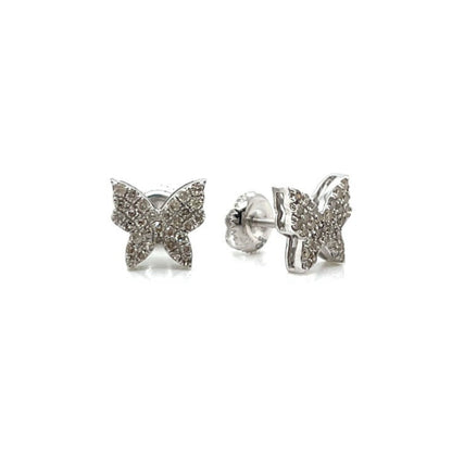 14K Gold Butterfly Shaped Screw back Earrings With Natural Diamonds 0.5ct  -  SE17014