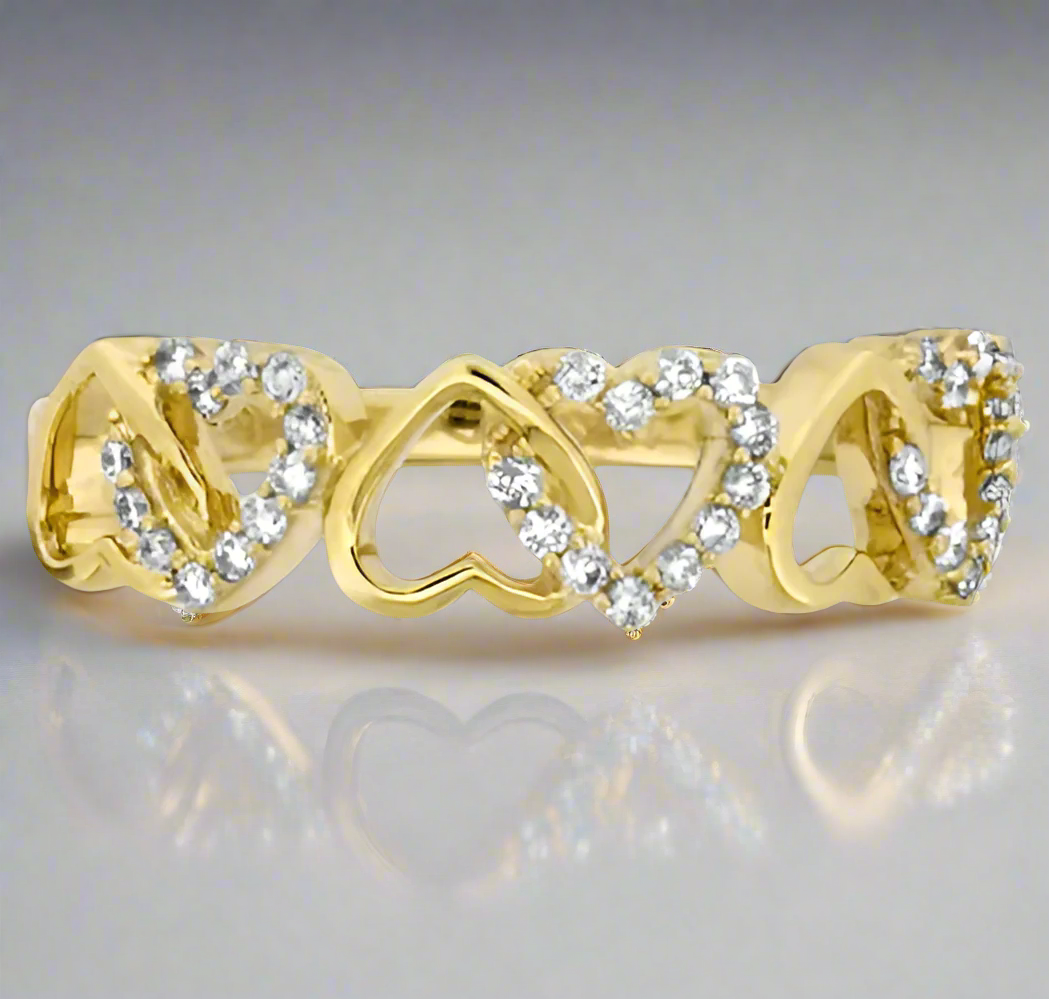 Elegant 14k Gold Heart Sparkle Natural Diamonds Ring SR26182