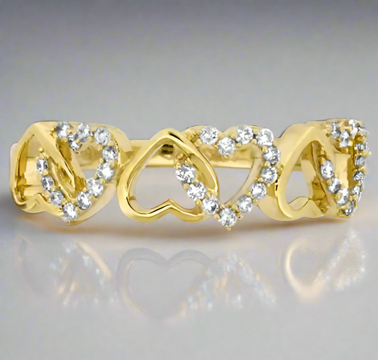 Elegant 14k Gold Heart Sparkle Natural Diamonds Ring SR26182