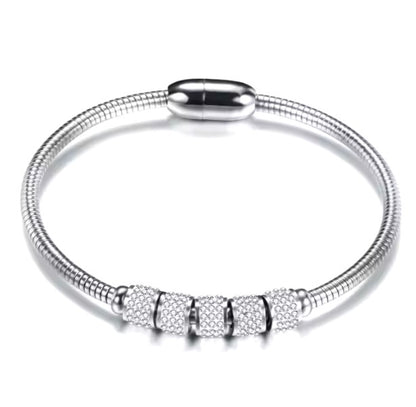 Snake Link Chain Cubic Zircon Magnetic Bead Charm Bangle Bracelet