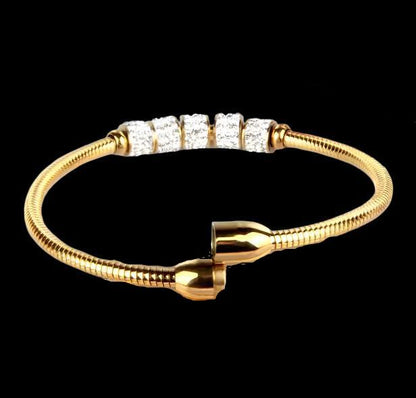 Snake Link Chain Cubic Zircon Magnetic Bead Charm Bangle Bracelet