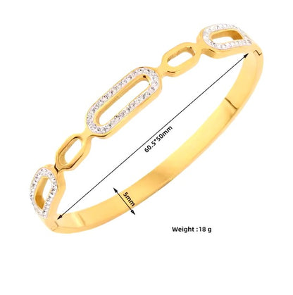 Non fading Stainless steel women's zircon bracelet strip shape bangle bracelet