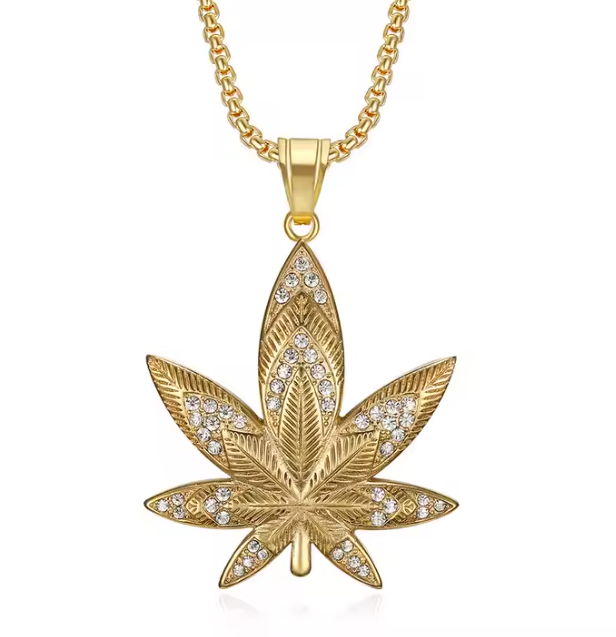 18K Gold-Plated Stainless Steel Maple Leaf Pendant Necklace For Men Women