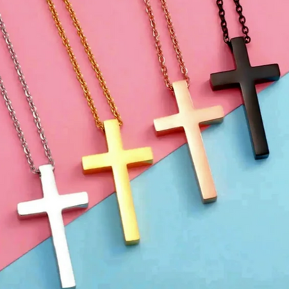 High-Quality Stainless Steel 18" Simple Cross Necklace Design