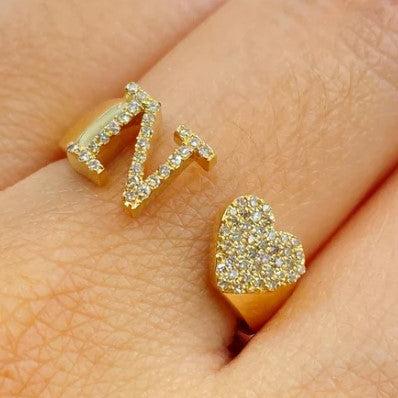 10k Initial Letter Natural Diamonds Stylish Rings SR26400