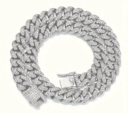 15mm Cuban Link Chain Iced Out 925 Silver Necklace Moissanite Design Jewelry M500029