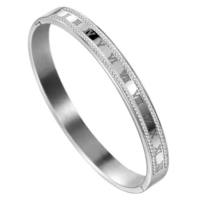 Roman Digital Cubic Zirconia Bangle Bracelet