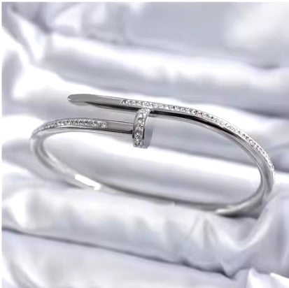 Nail Bangle Stainless Steel Cubic Zirconia Bracelet