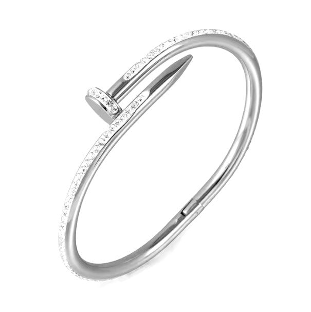 Nail Bangle Stainless Steel Cubic Zirconia Bracelet