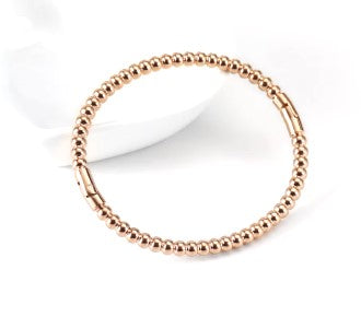 4mm Beads Retro Fashion Boho Moon Ball Design Stainless Steel Bangle Bracelet