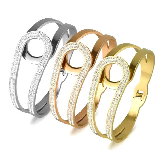 26MM Stainless Steel Zircon Jewelry Bracelets Bangles