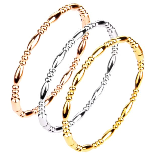 Oval Round Texture Modern Minimalist 4mm Bracelets Bangles