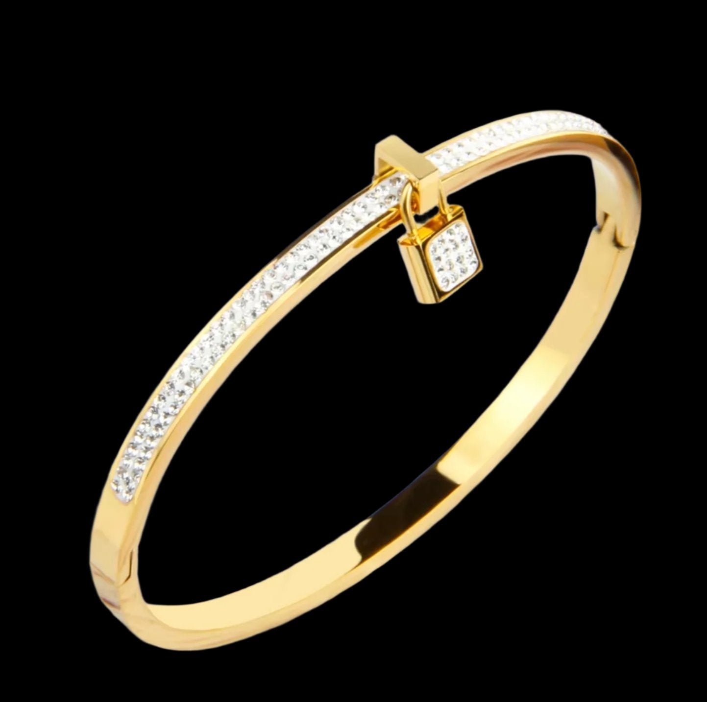 Fancy Plated Lock Women Jewelry Bangle