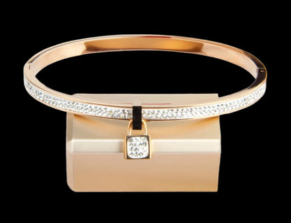 Fancy Plated Lock Women Jewelry Bangle