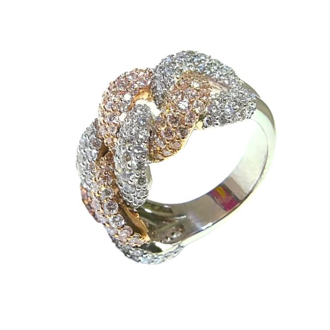 Men's 14k Two-Tone White & Rose-Gold Diamond Cuban Ring
