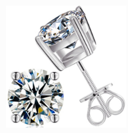 1/2/3/4/6/8CT Moissanite 5/6.5/7.5/8/9/10MM 925 Sterling Silver 4 Prongs Round Stud Earrings - M200029-round