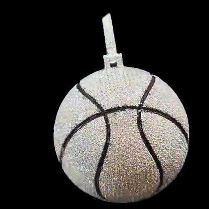 Iced Out Basketball Circle 3D Pendant Charm Special Jewelry Design