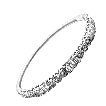 Brazalete de plata 925 con circonitas redondas y baguette