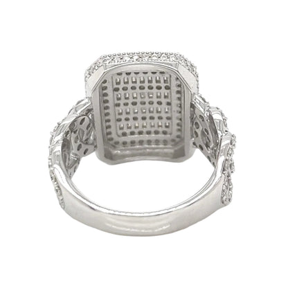 925 Sterling Silver Moissanite Square Ring - M100099