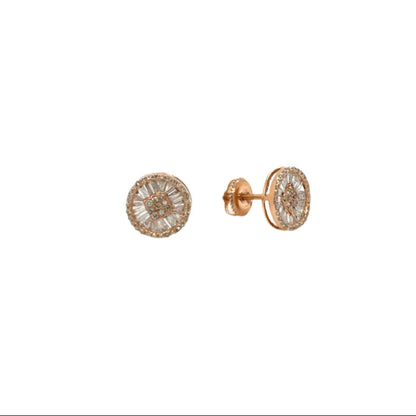 14K Gold Circle Shaped Natural Diamonds 0.6ct Earrings - SE23953